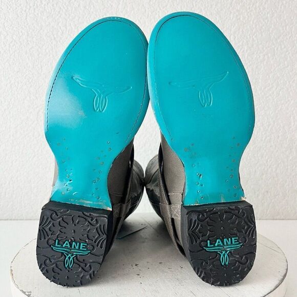 NEW Lane DUSTOFF Womens Cowboy Boots 6 Gray Leather Western Cowgirl Ankle Bootie - Picture 8 of 11